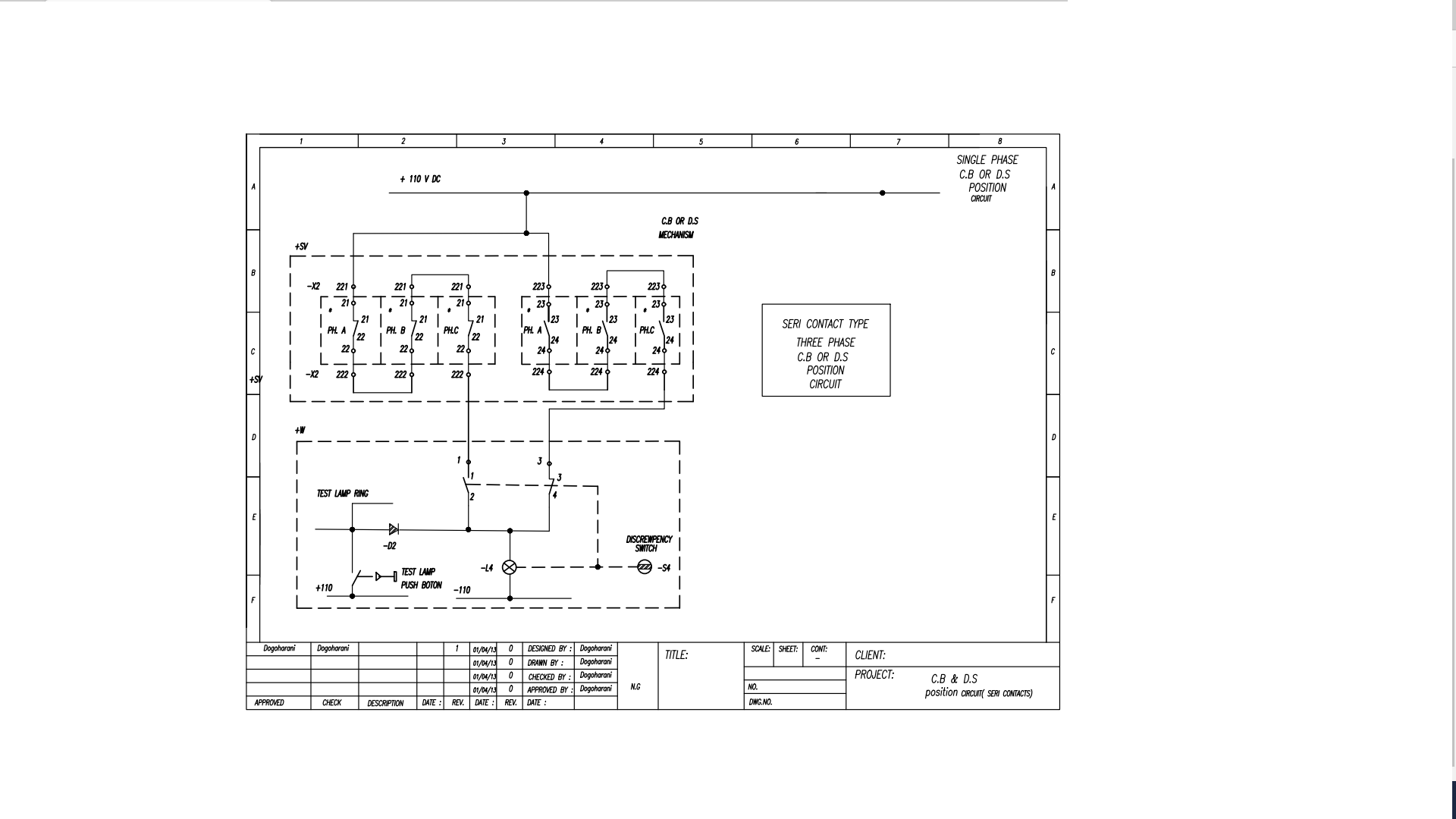 مدار پوزیشن(POSITION) بریکر و سکسیونر (C.B &D.S POSITION CIRCUIT SERI TYPE)